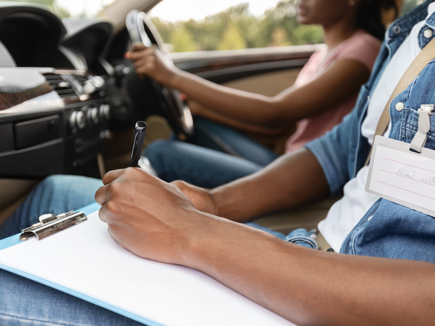 woman on a driving test