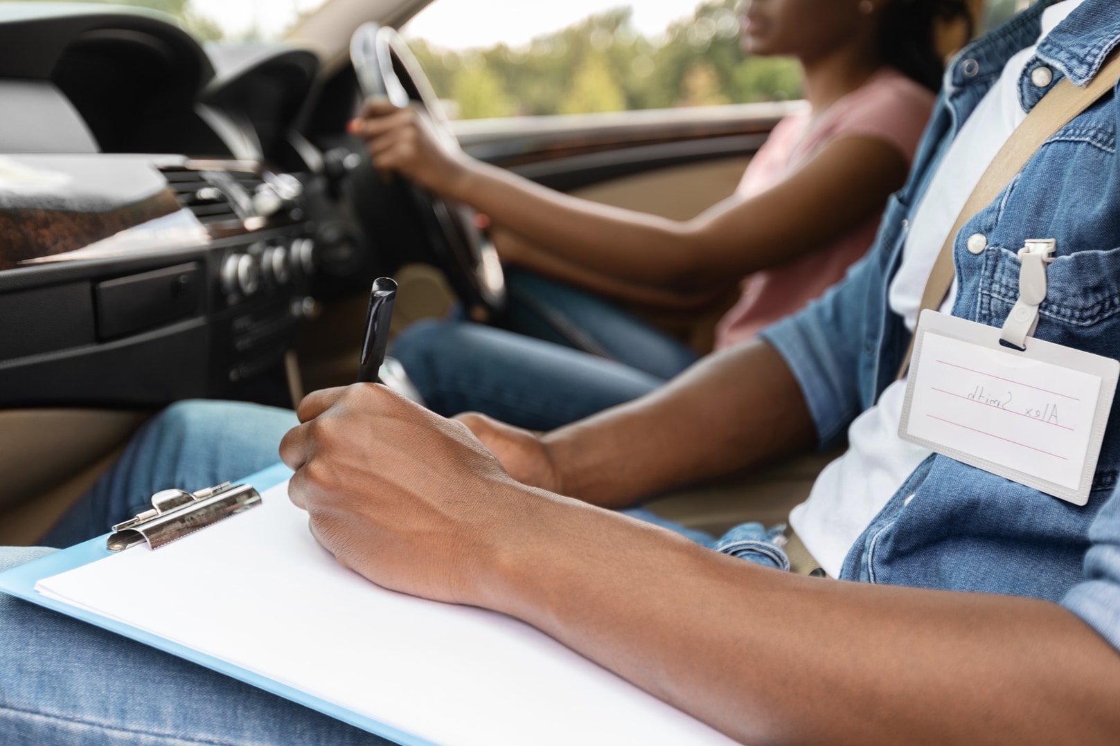 woman on a driving test